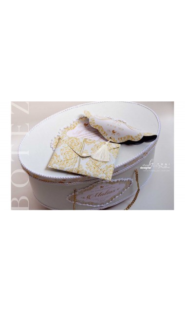 Trusou de botez de lux cu gold si verde menta si motive baroc Luxury 21